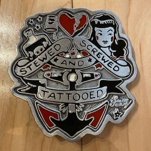 Sailor Jerry STEWED SCREWED TATTOOED belt buckle